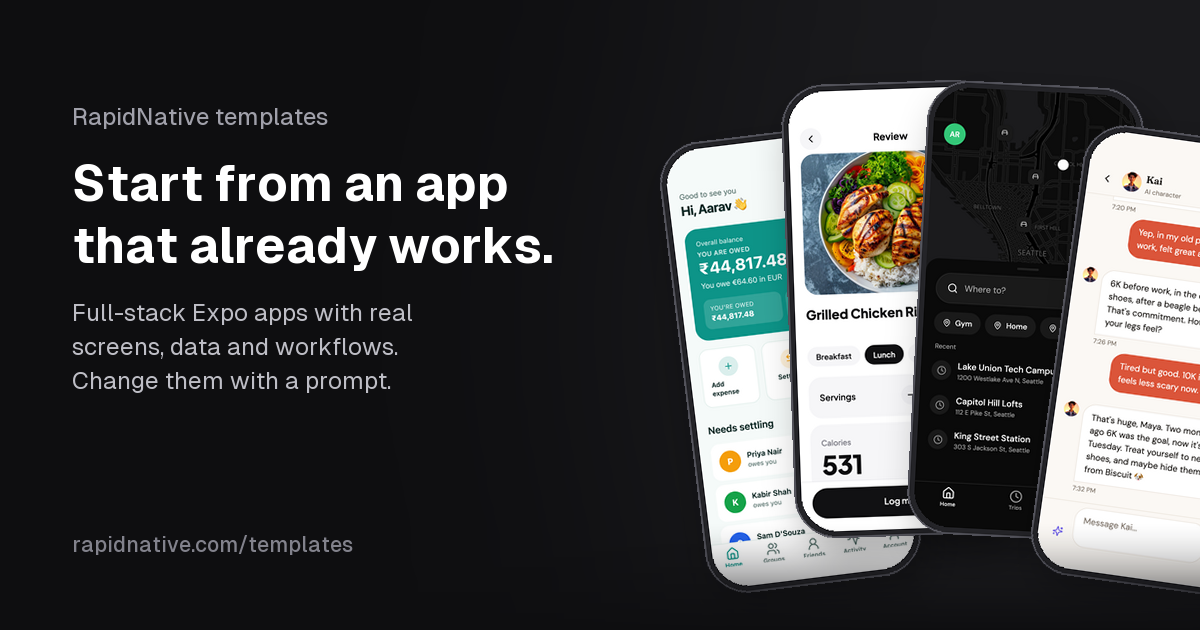 Free React Native App Templates That Already Work: Introducing RapidNative Templates