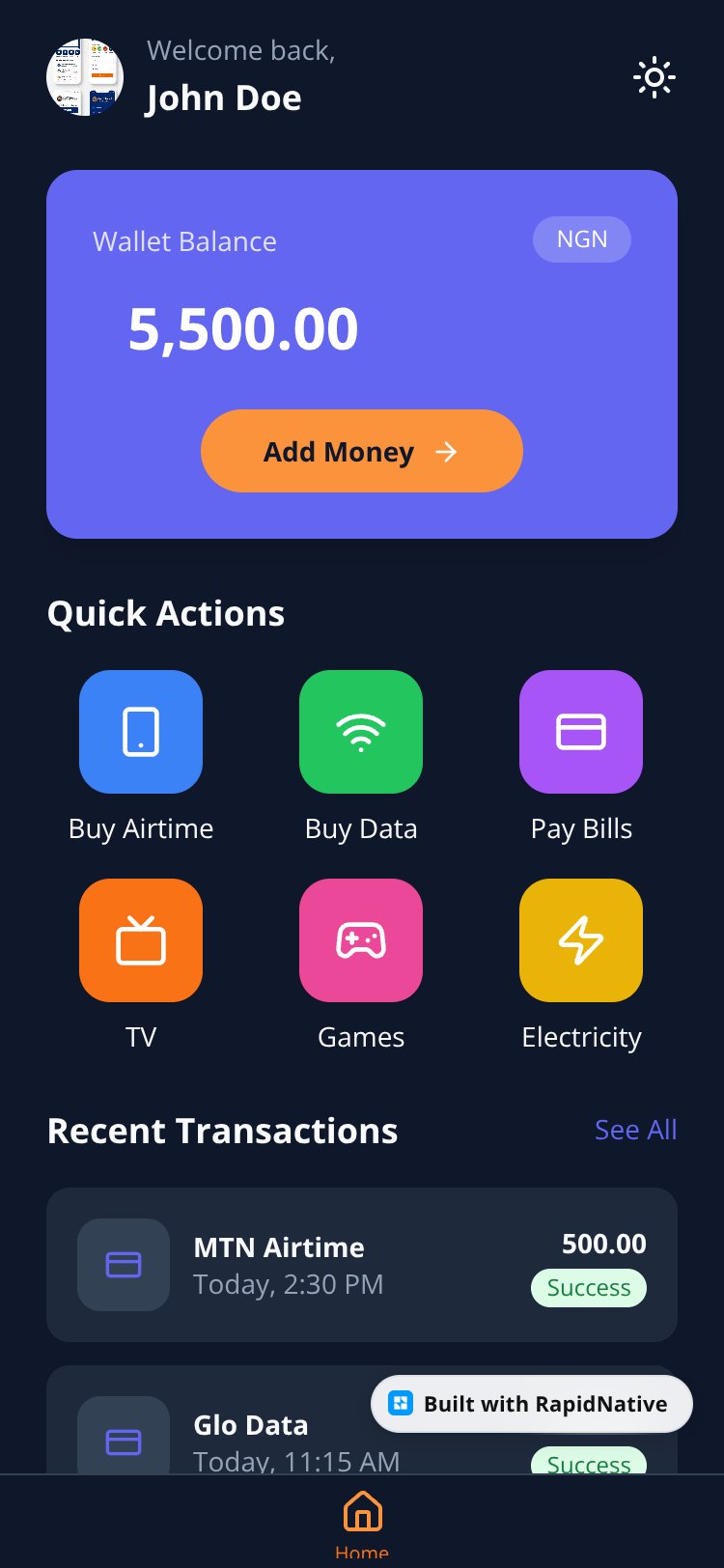 PaymentApp screen 1