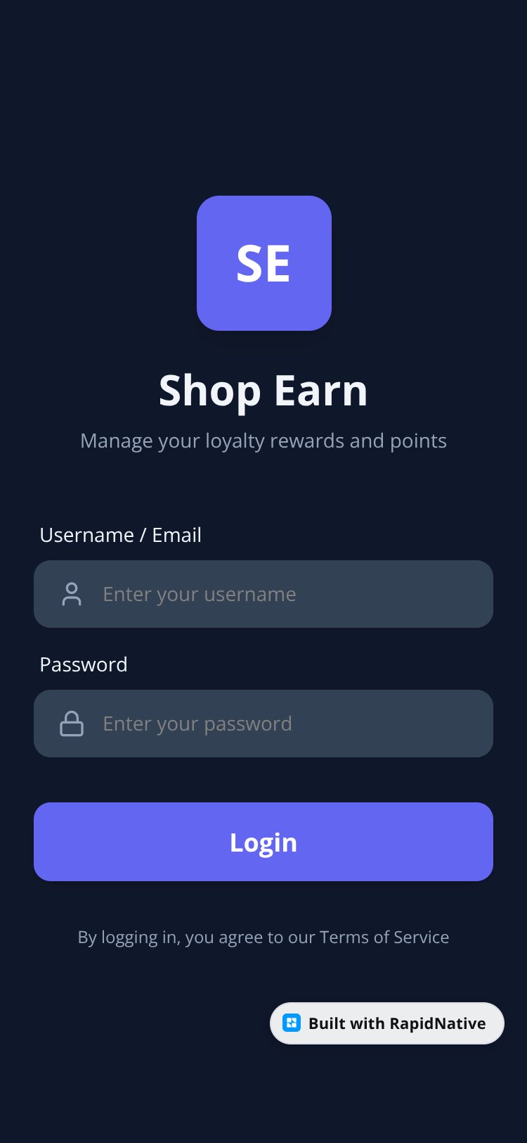 Shop Earn screen 1
