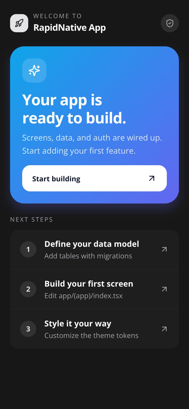 RapidNative App screen 1