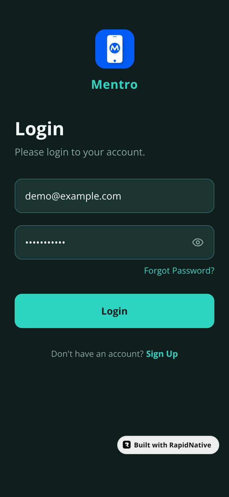 Mentro screen 1