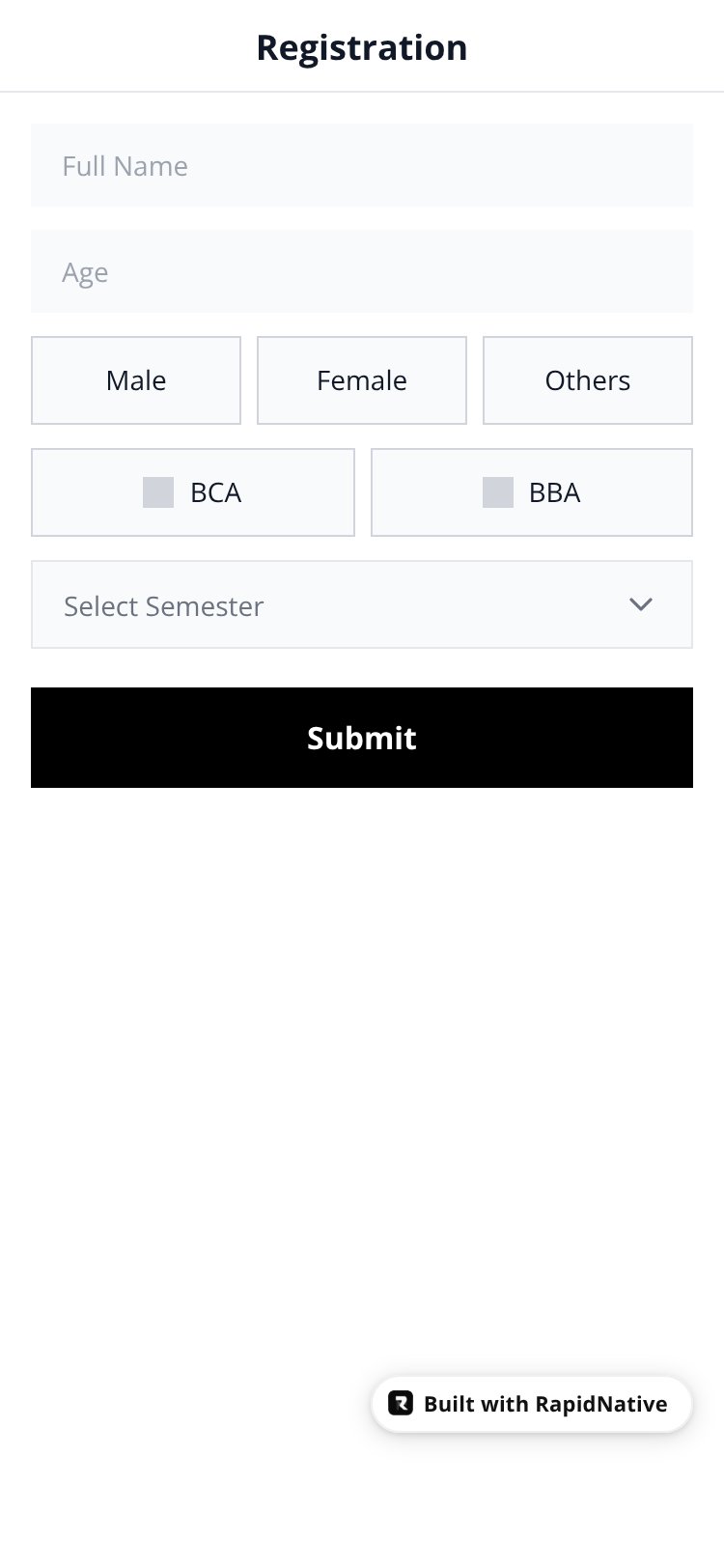 StudentForm screen 1