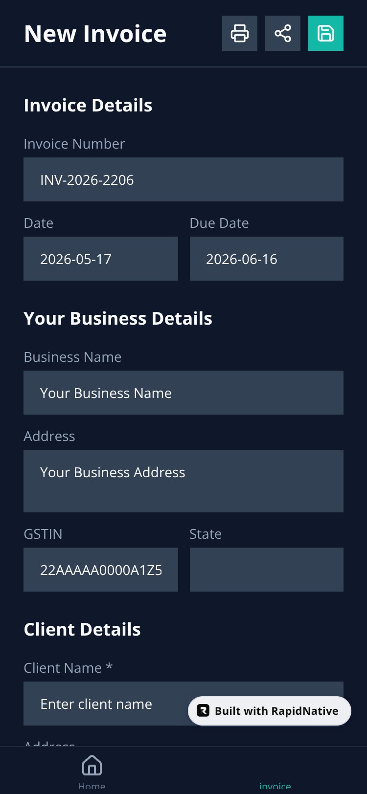 InvoicePro India screen 2