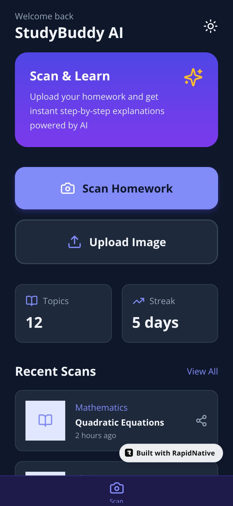 StudyBuddy AI screen 1