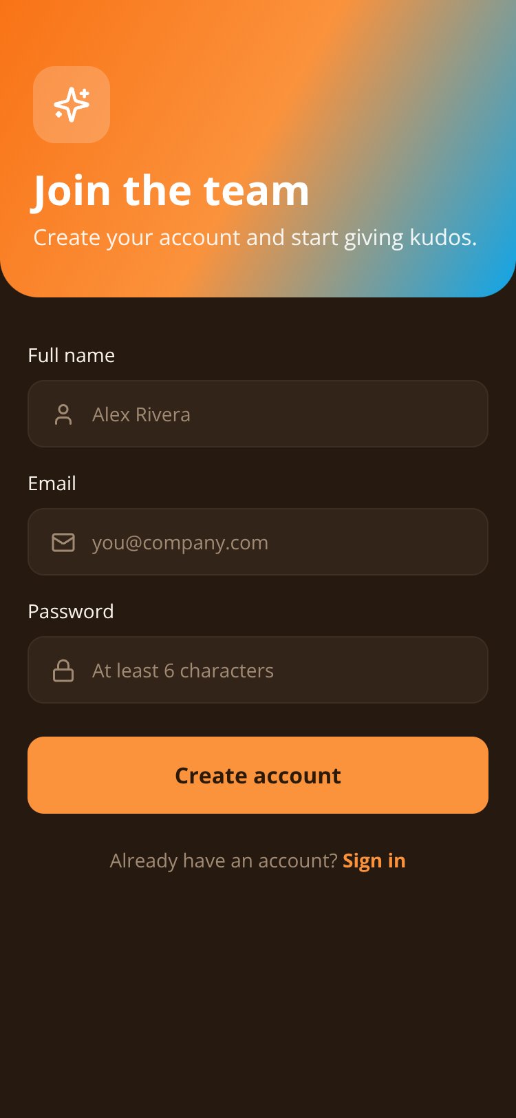 Kudos screen 2