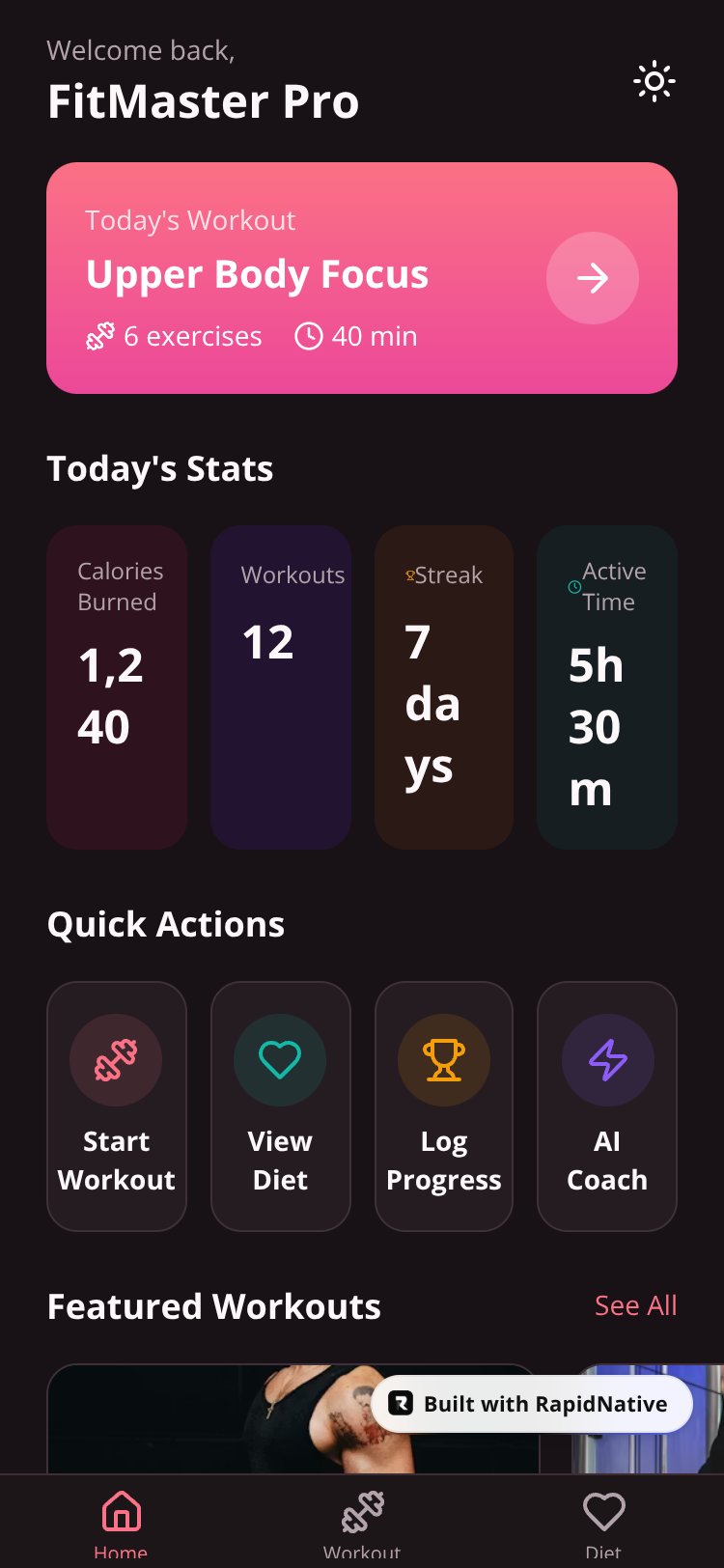 FitMaster Pro screen 1