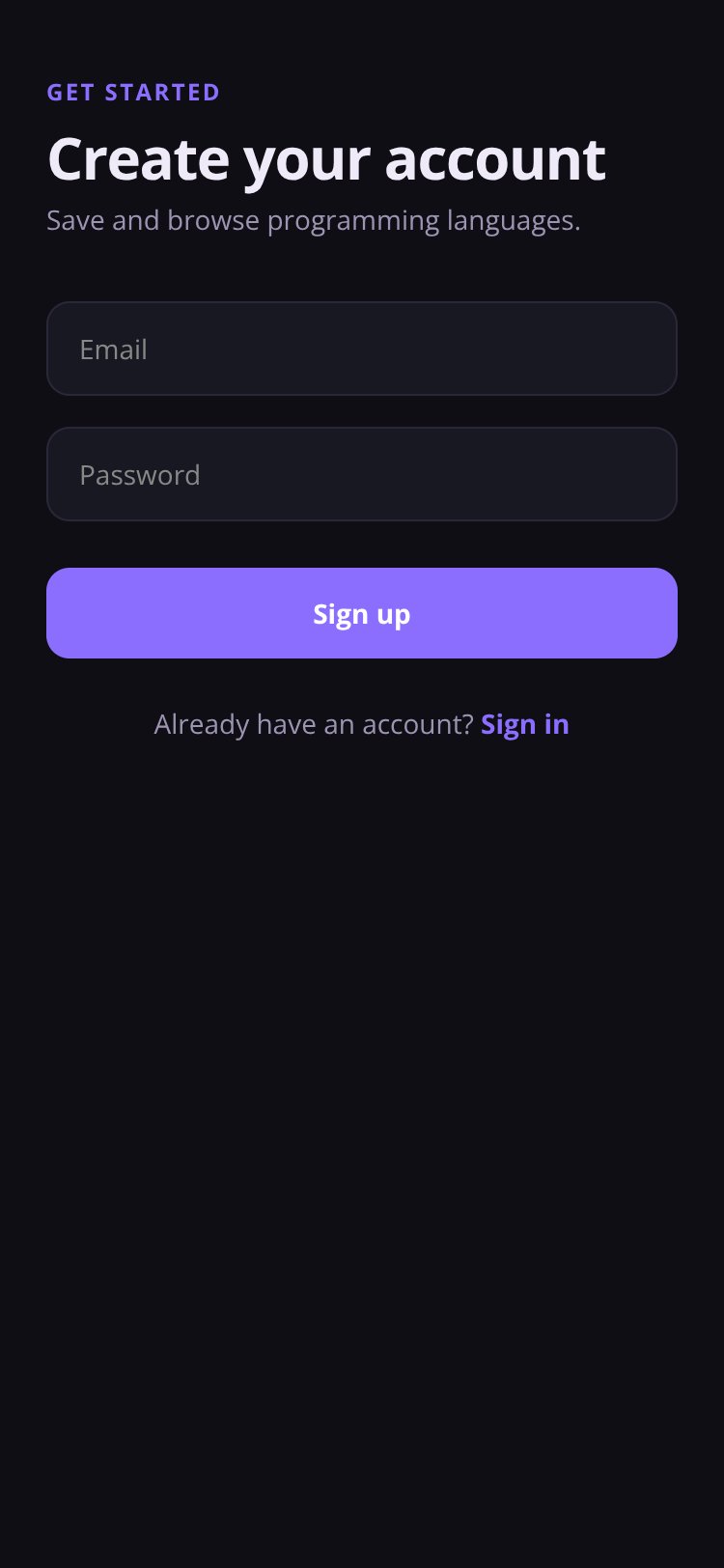 Langdex screen 1