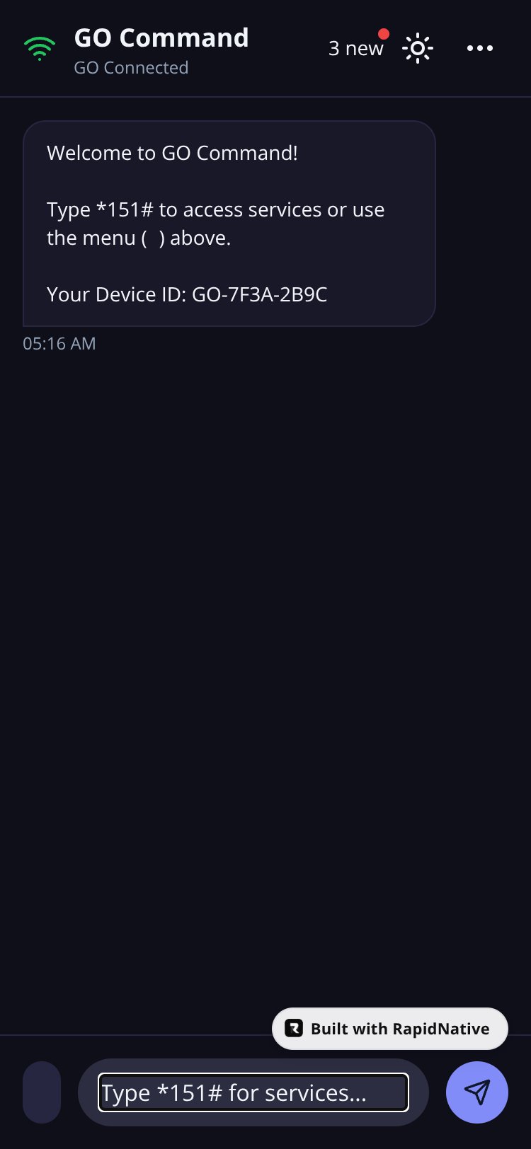 GO Command screen 1