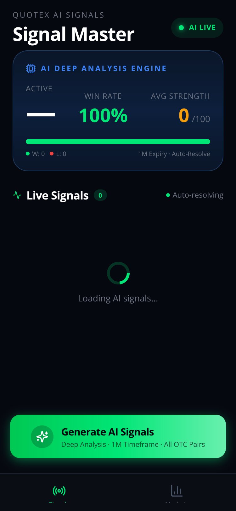 Quotex AI Signal Master screen 1