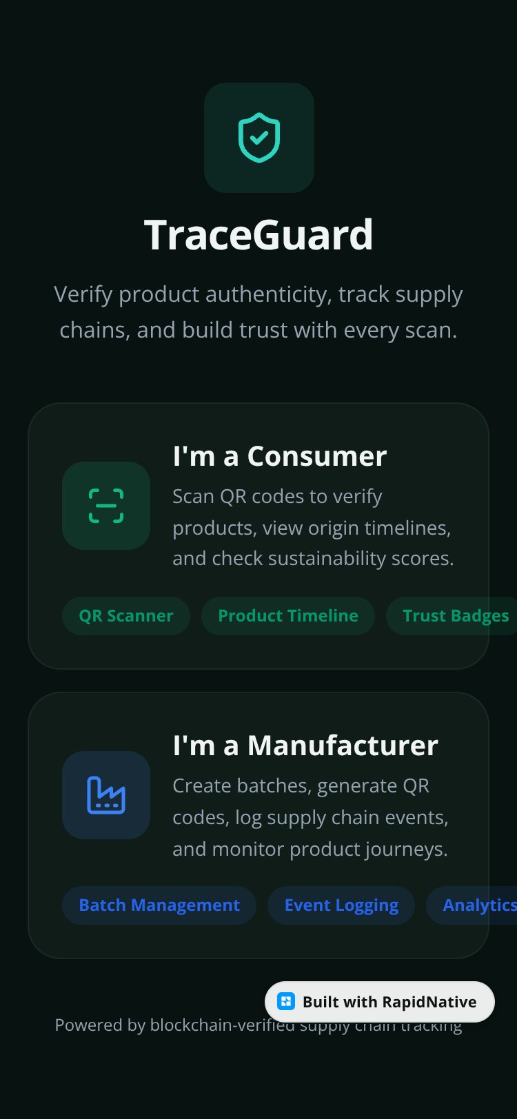 TraceGuard screen 1