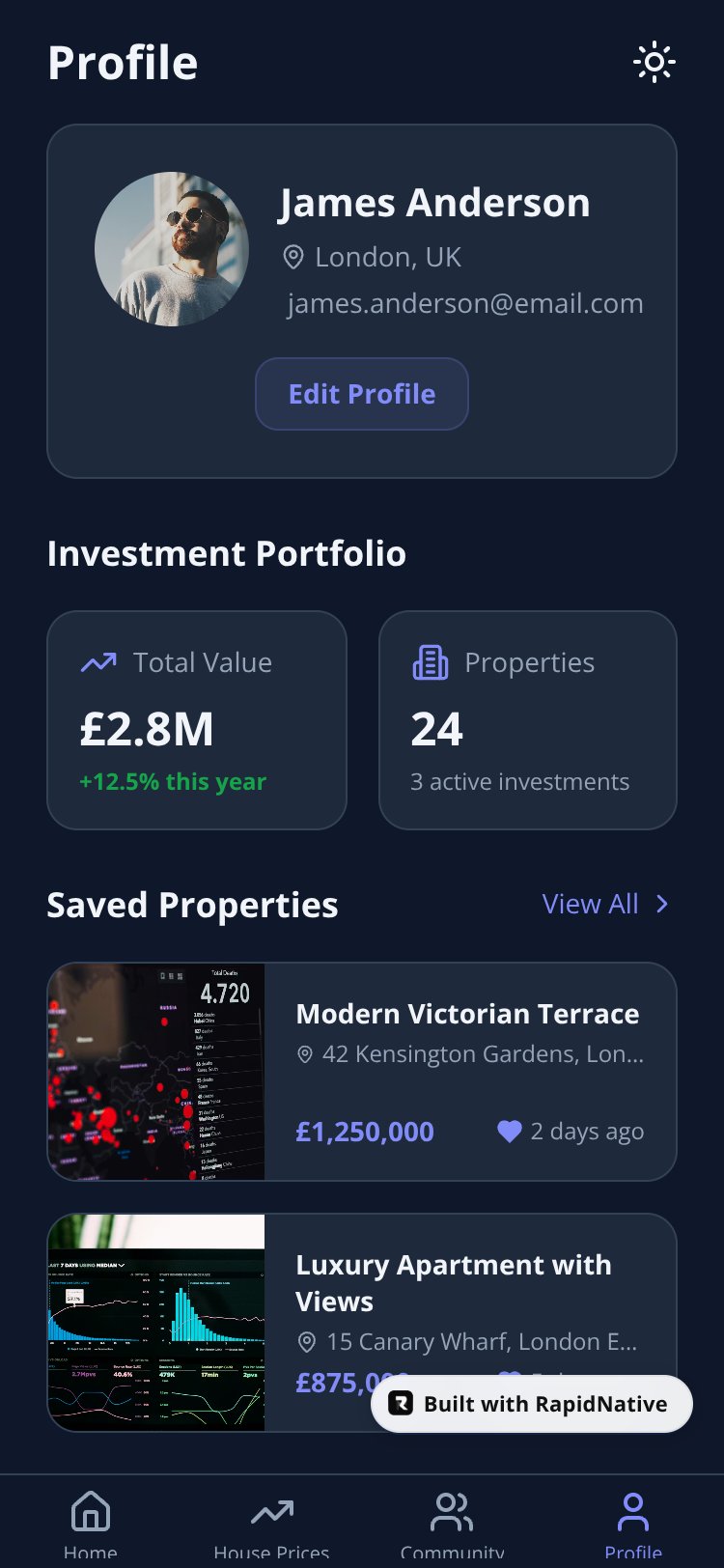 Realytics screen 1
