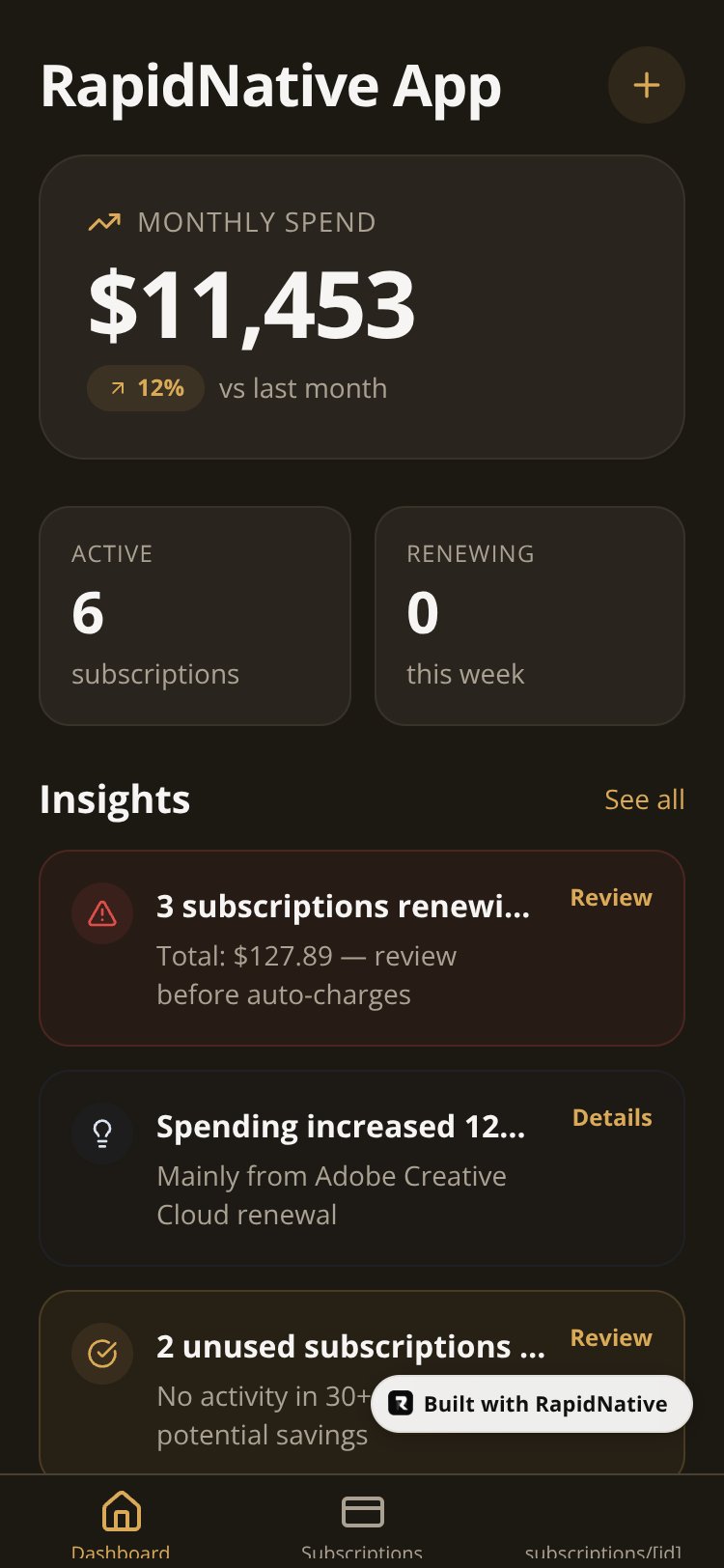 RapidNative App screen 3