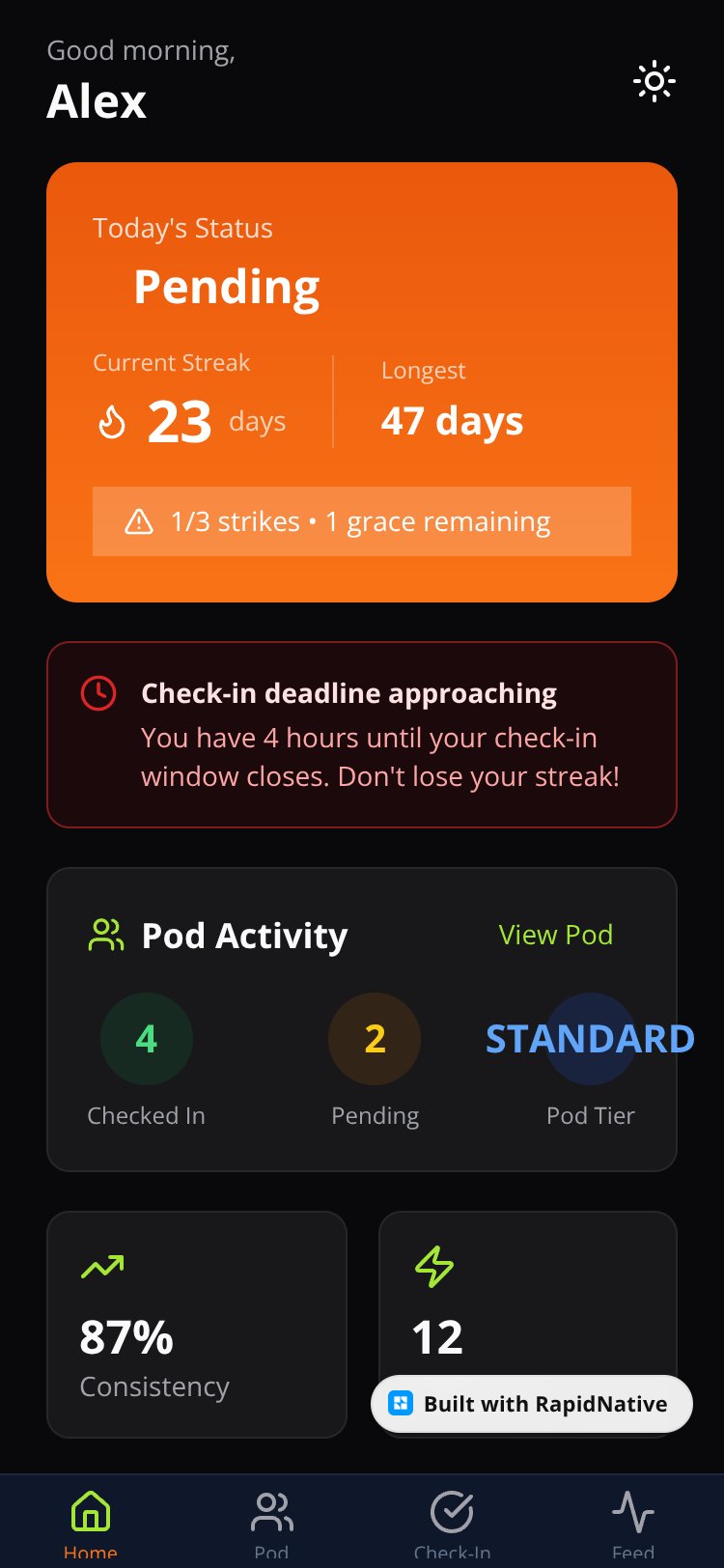 Accountability Pods screen 1