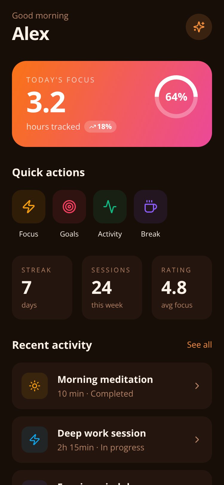 Daily Flow screen 1
