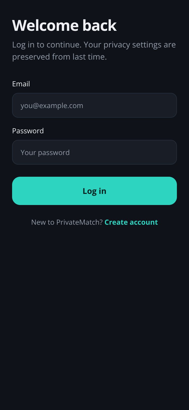 PrivateMatch screen 1