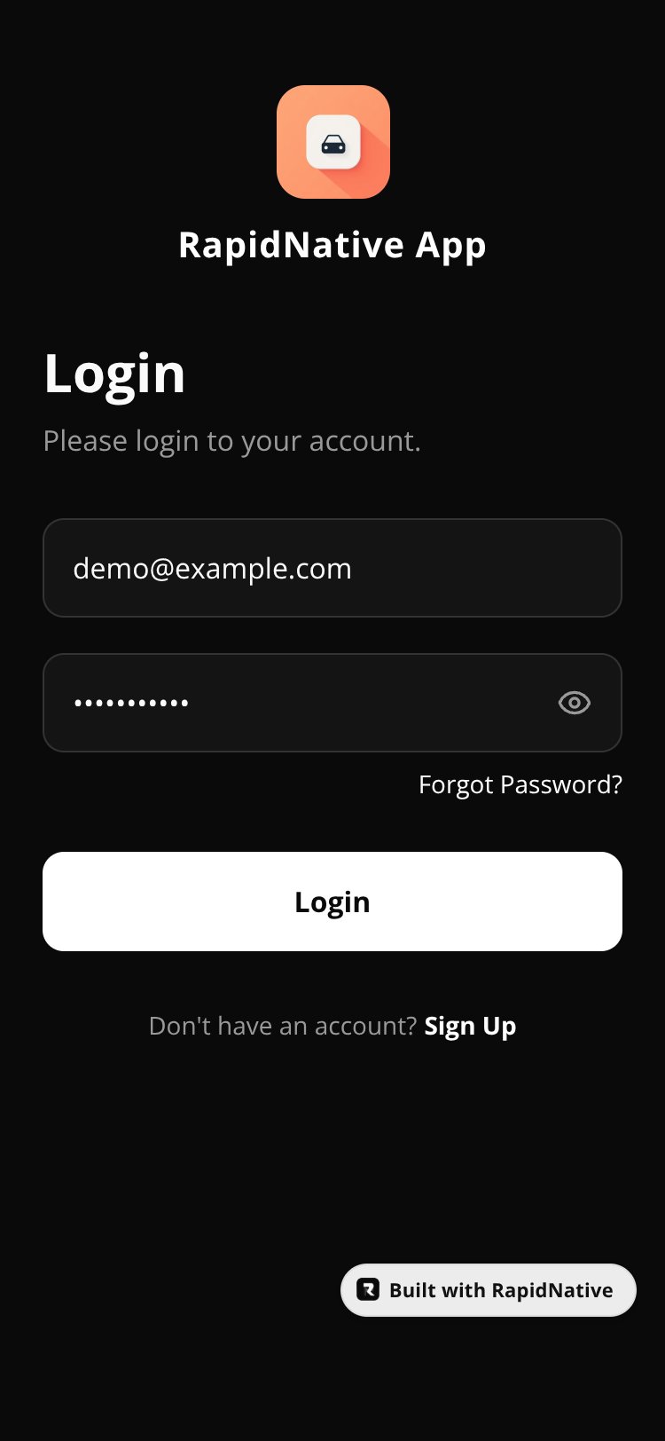 RapidNative App screen 1