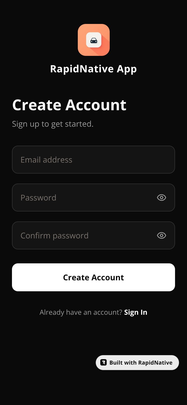 RapidNative App screen 2