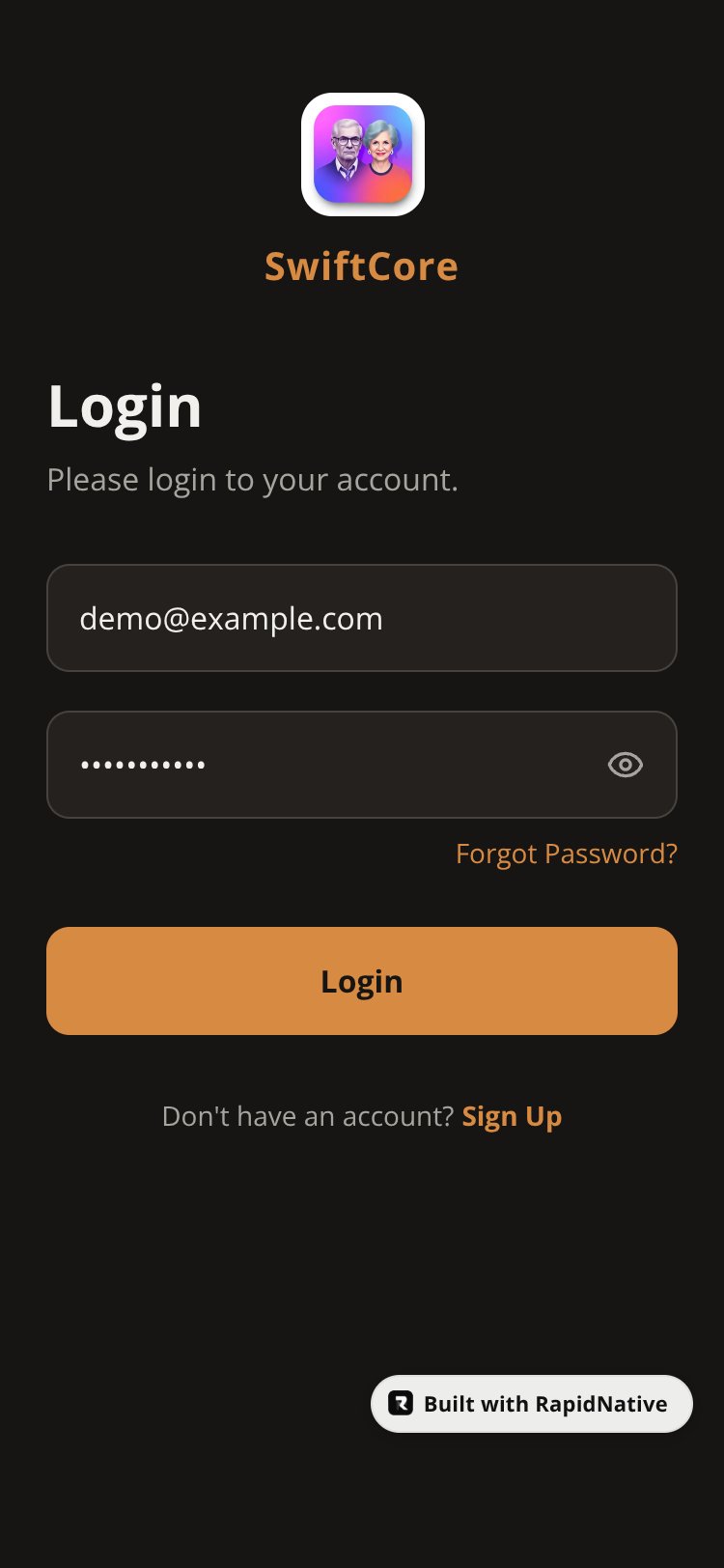 SwiftCore screen 1
