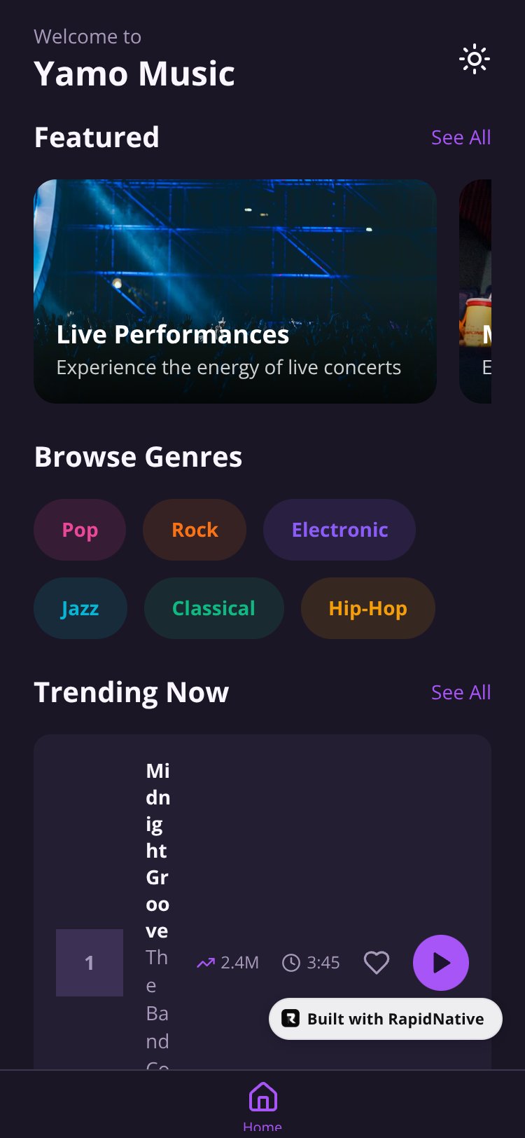 Yamo Music screen 1