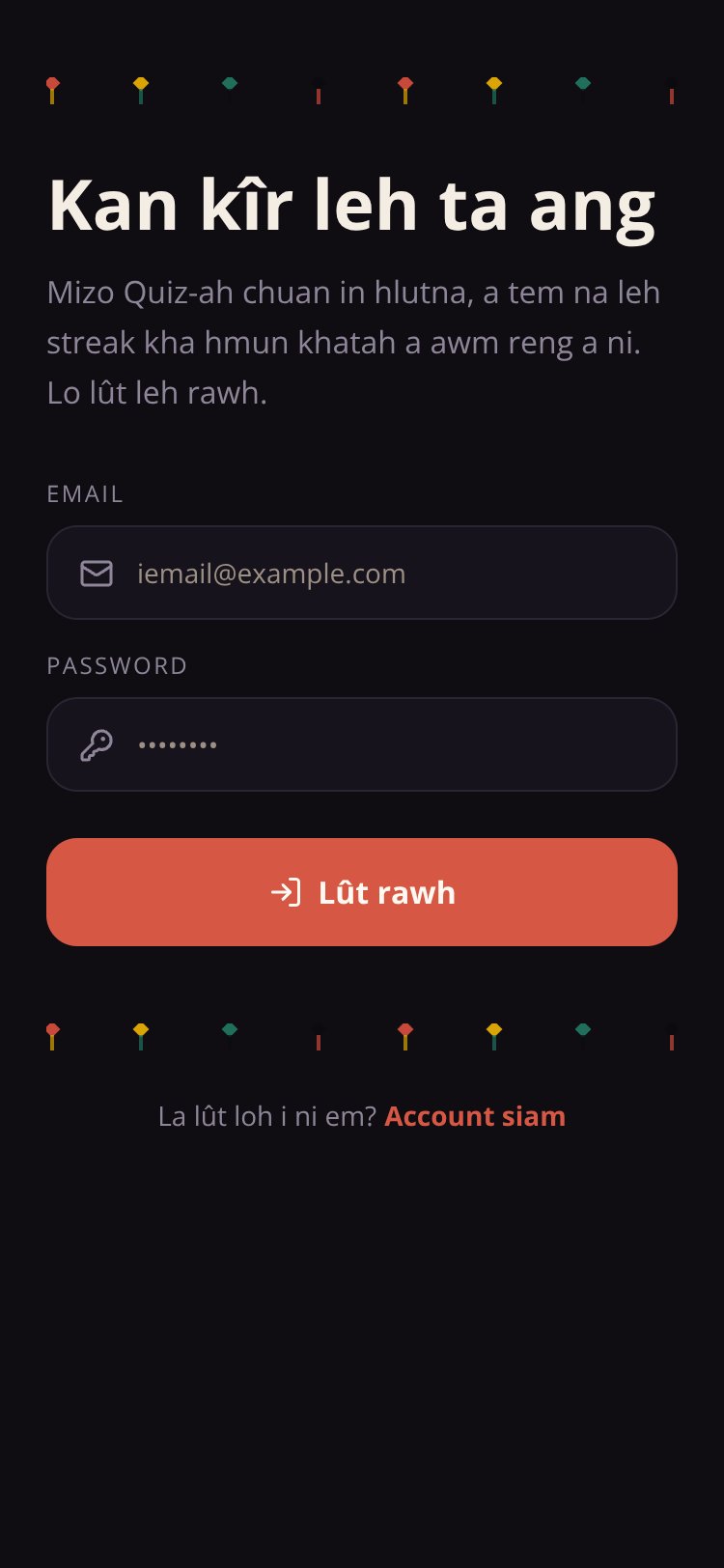 Mizo Quiz screen 1
