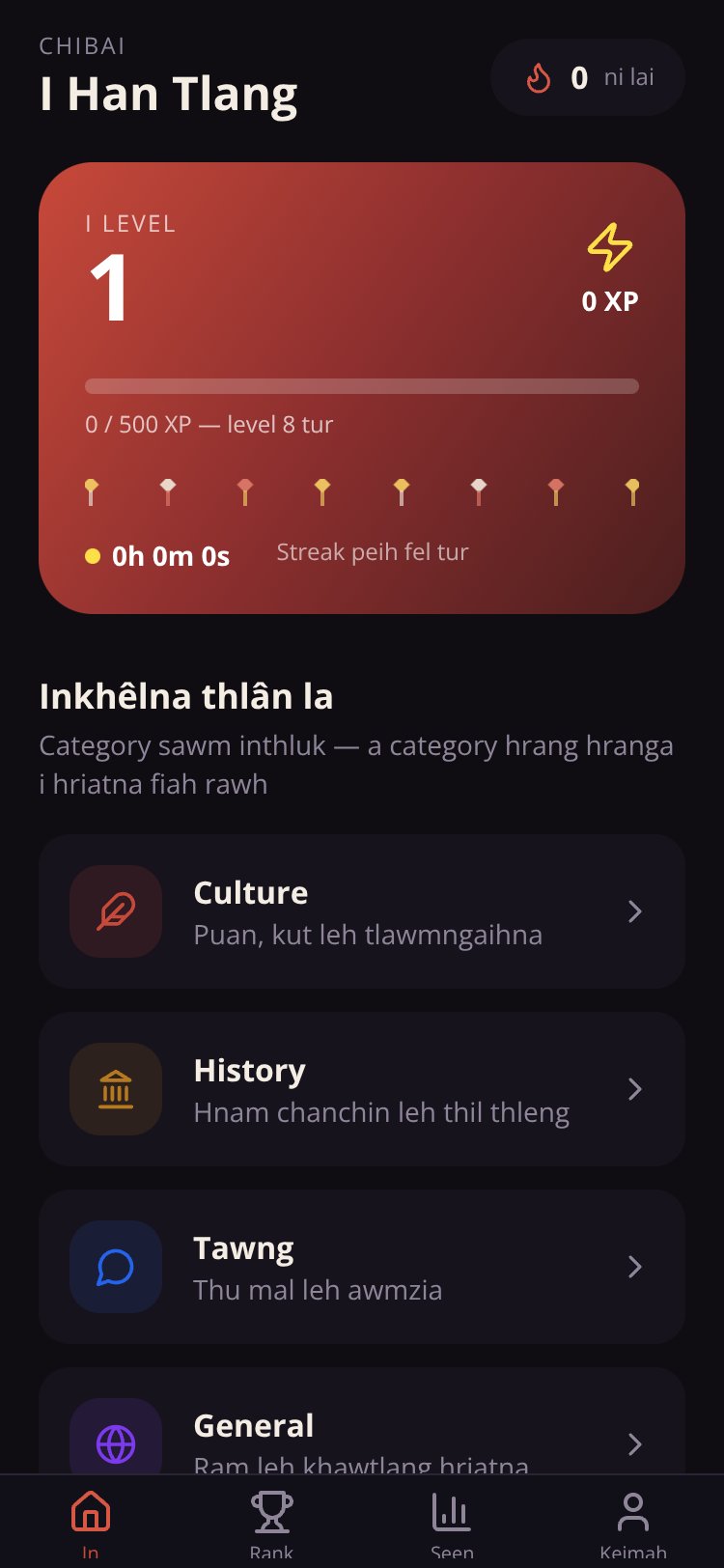 Mizo Quiz screen 3