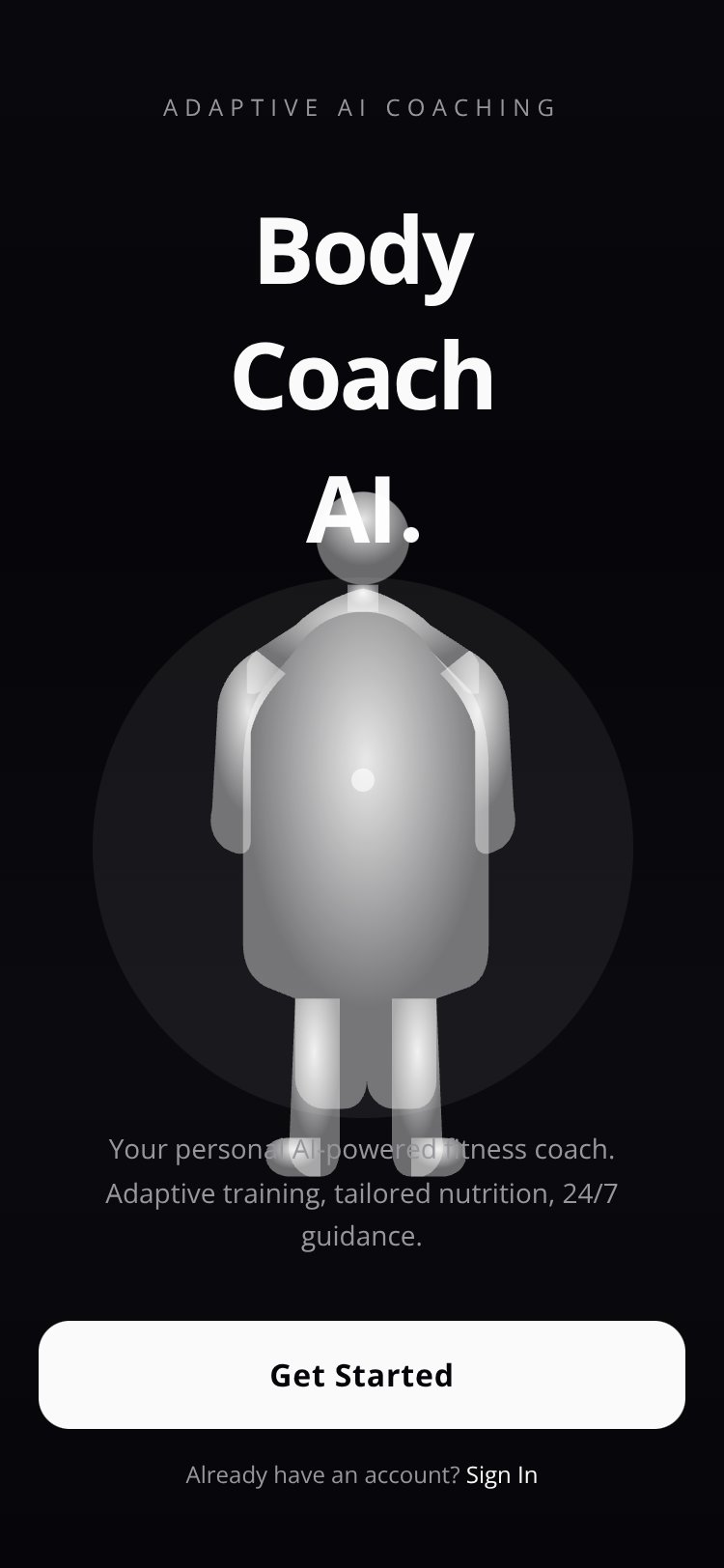 BodyCoachAI screen 1