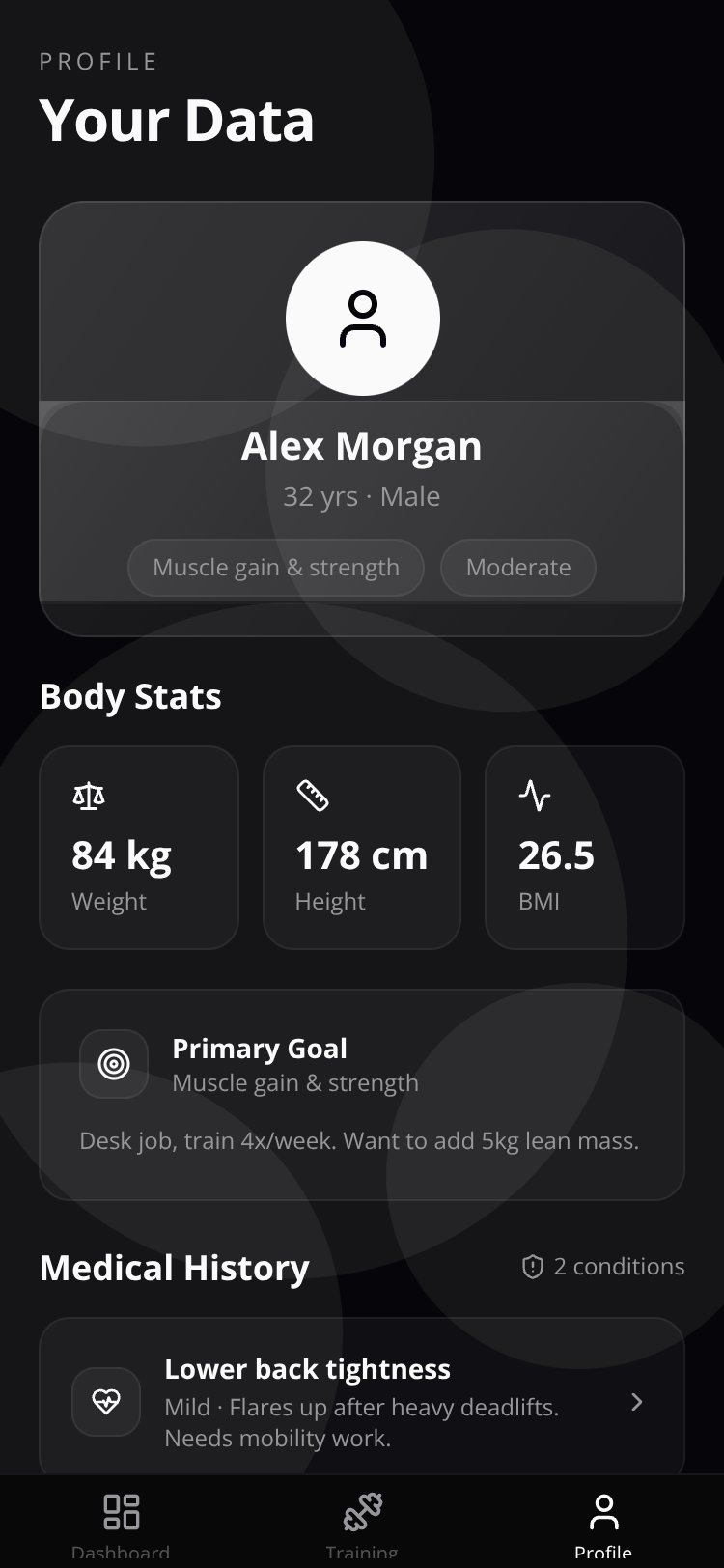 BodyCoachAI screen 2