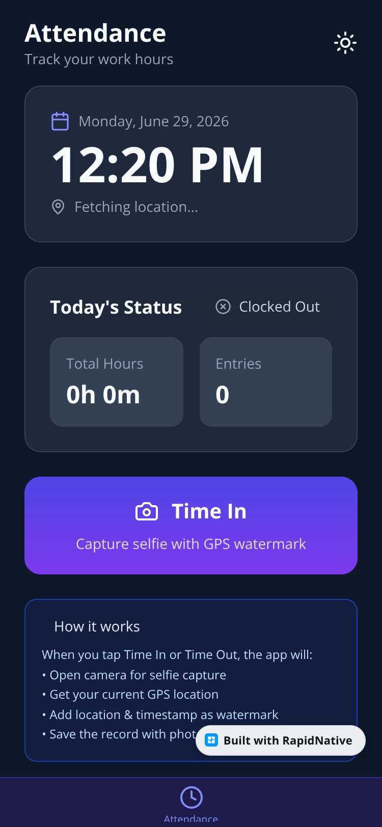 Attendance Tracker screen 1