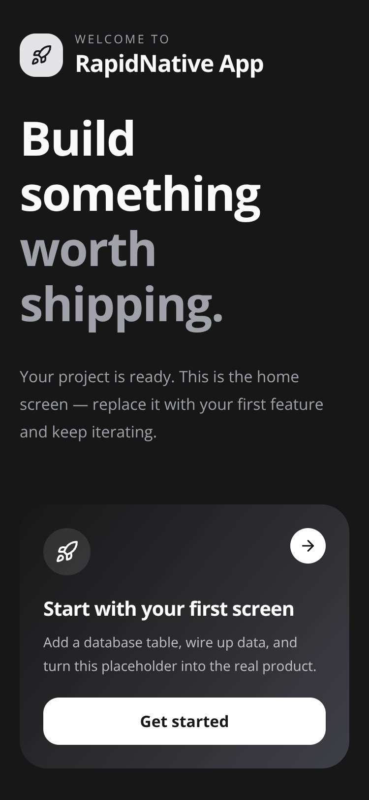 RapidNative App screen 1