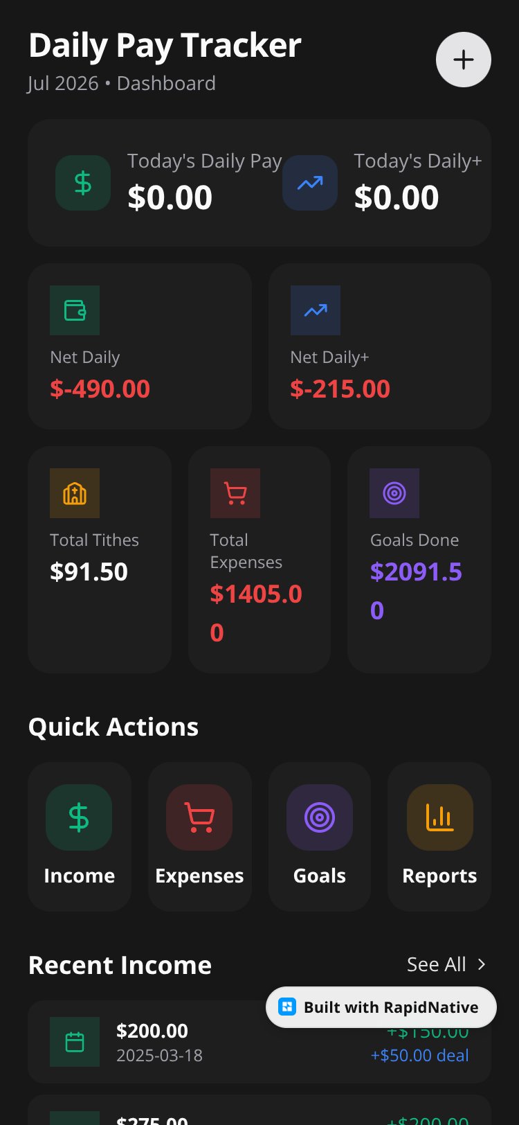 Daily Pay Tracker screen 1