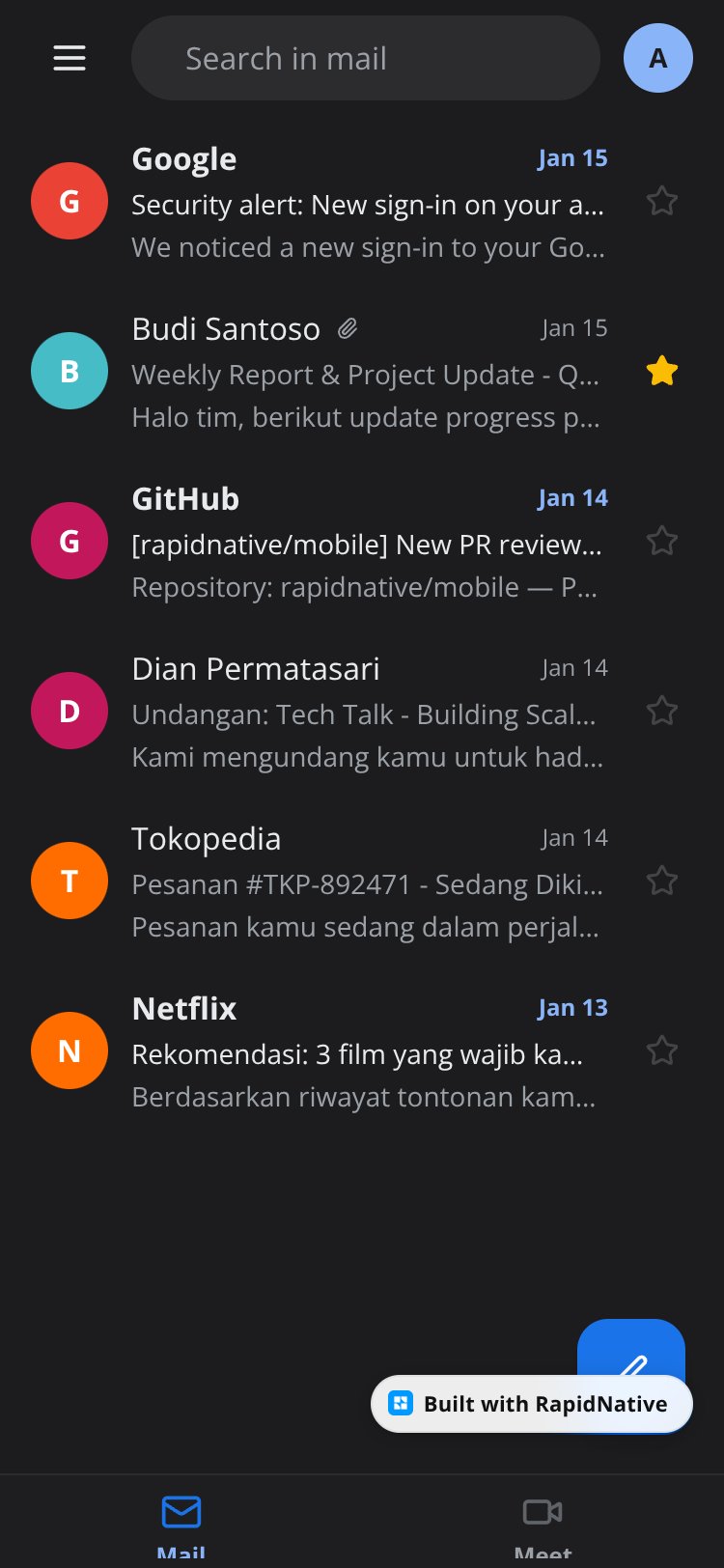 WebMail screen 1