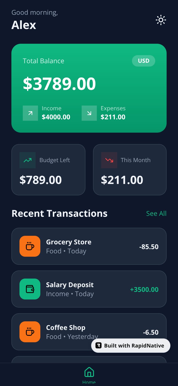 ExpenseFlow screen 1