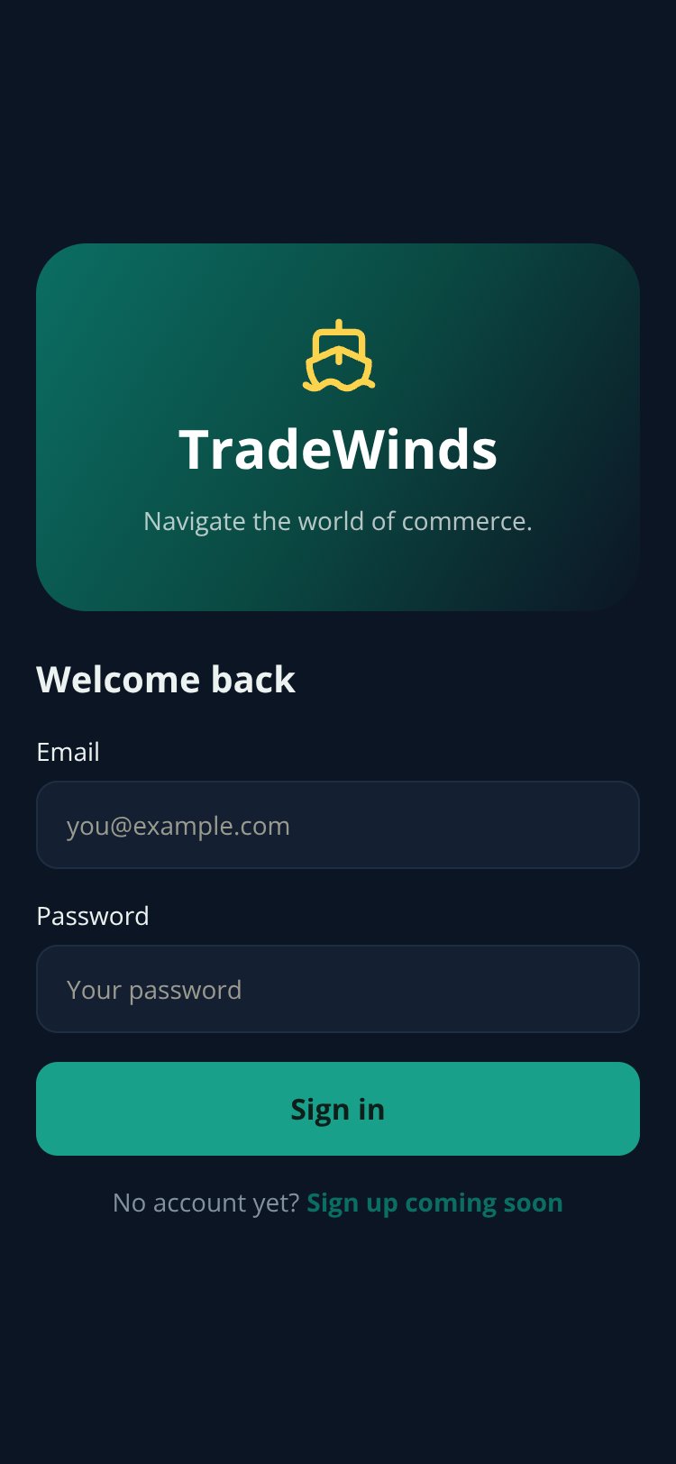 TradeWinds screen 1