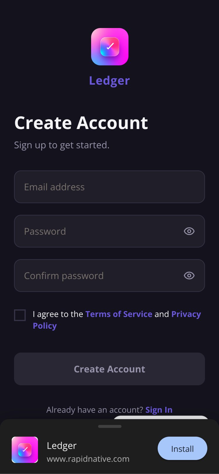 Ledger screen 1