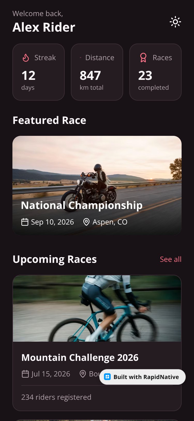 BikeRace screen 1