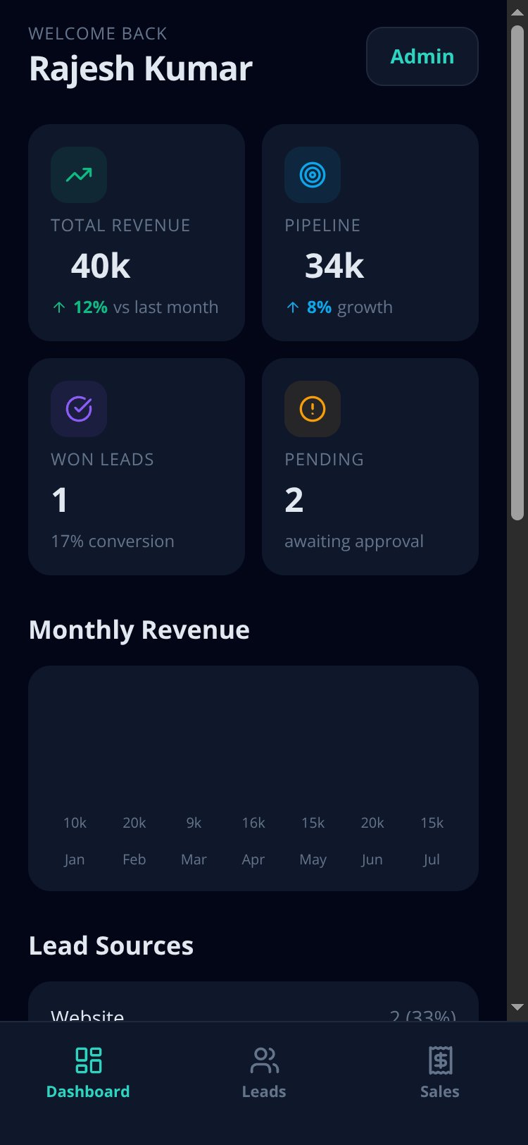 LeadCRM screen 1