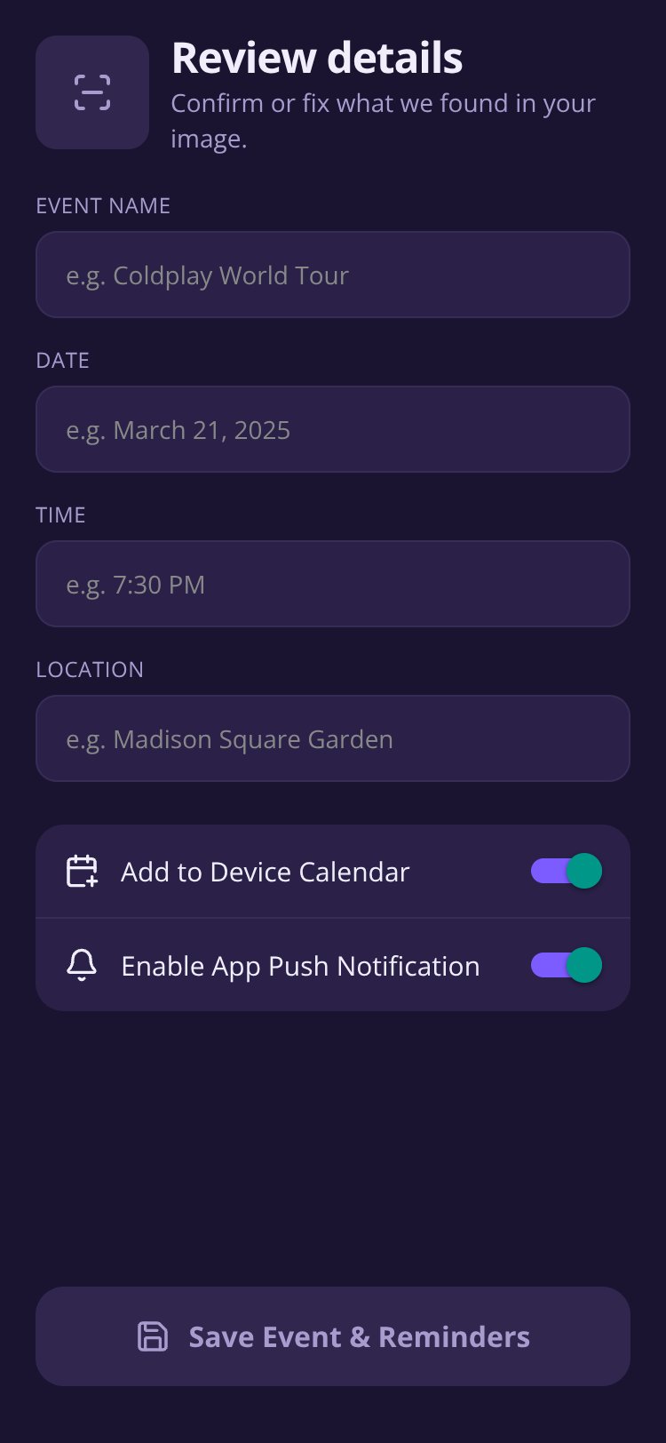 SnapEvent screen 3
