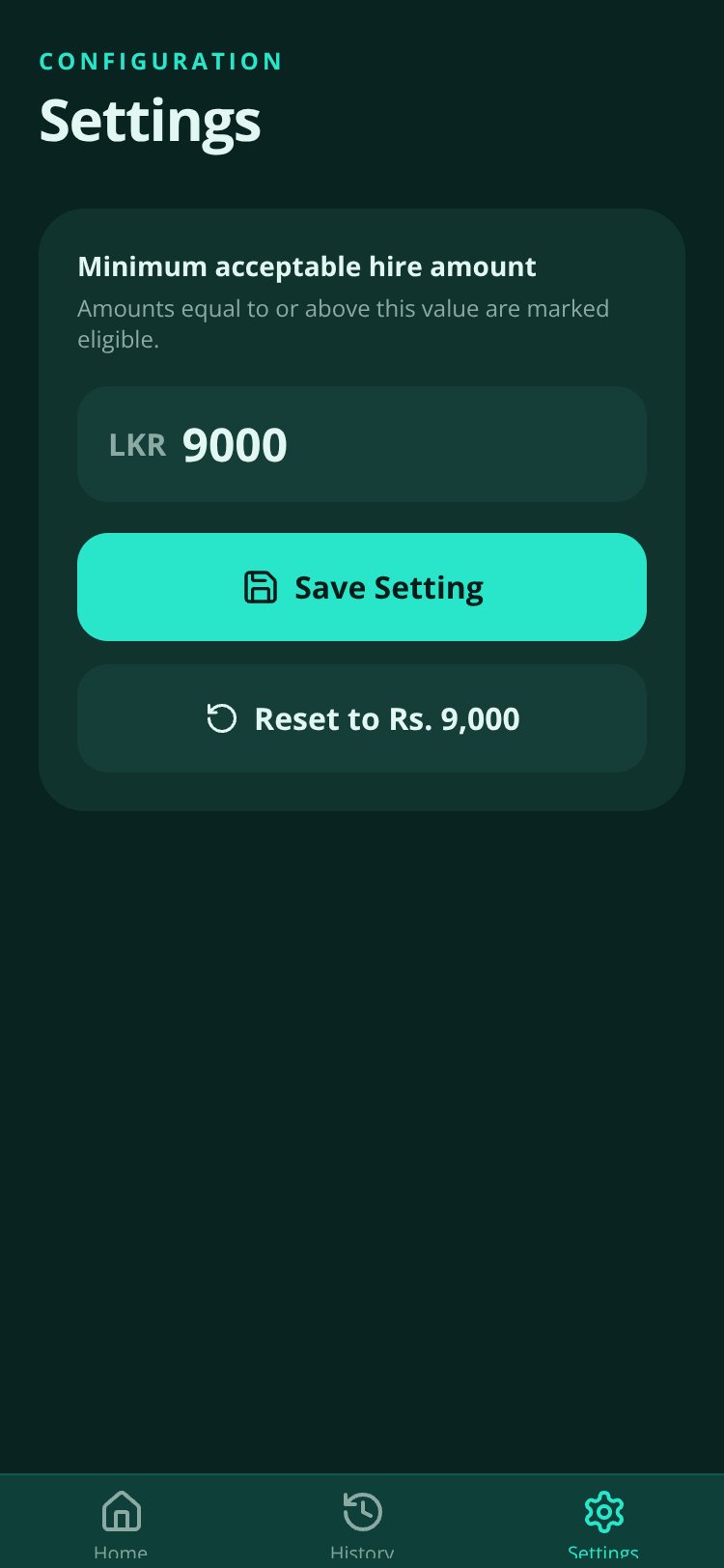 Hire Filter Tester screen 3