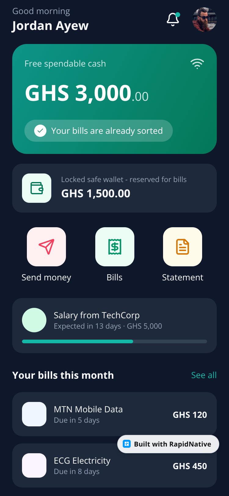 RapidNative App screen 1
