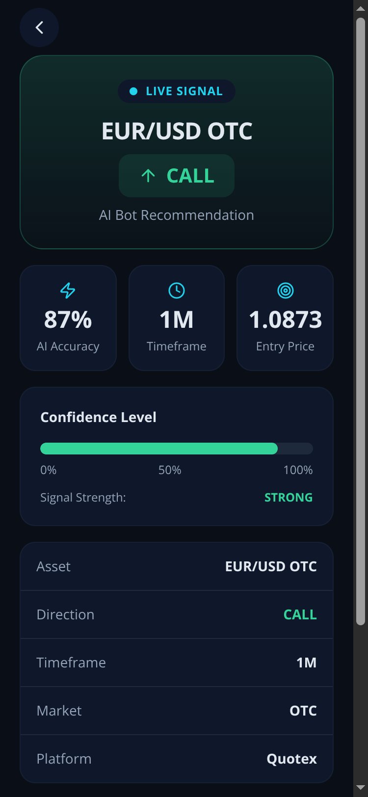 Quotex AI Signals screen 2