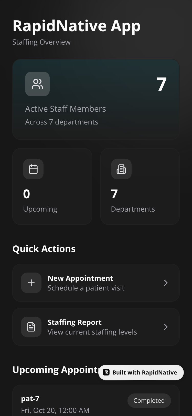 RapidNative App screen 2