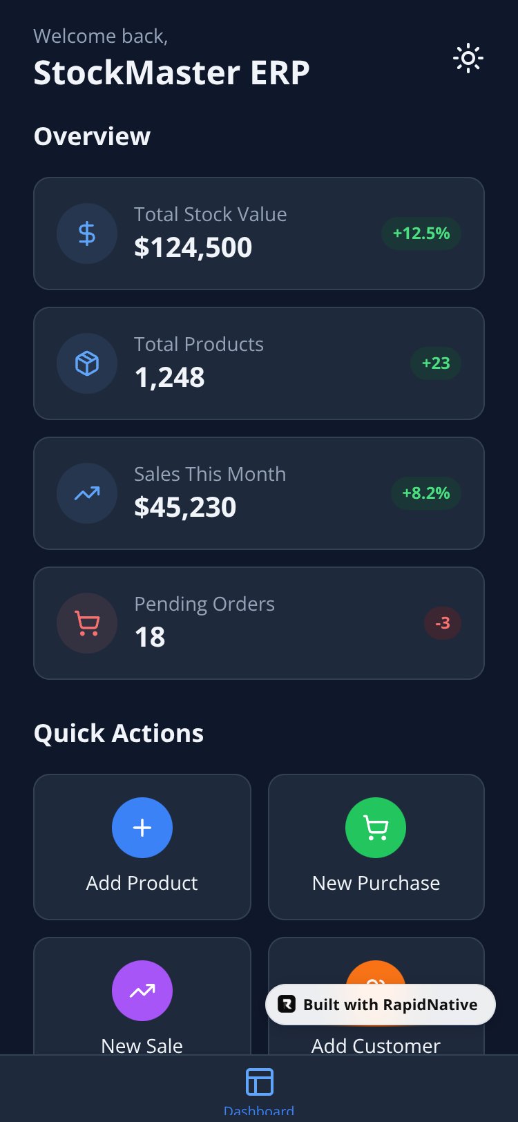 StockMaster ERP screen 1