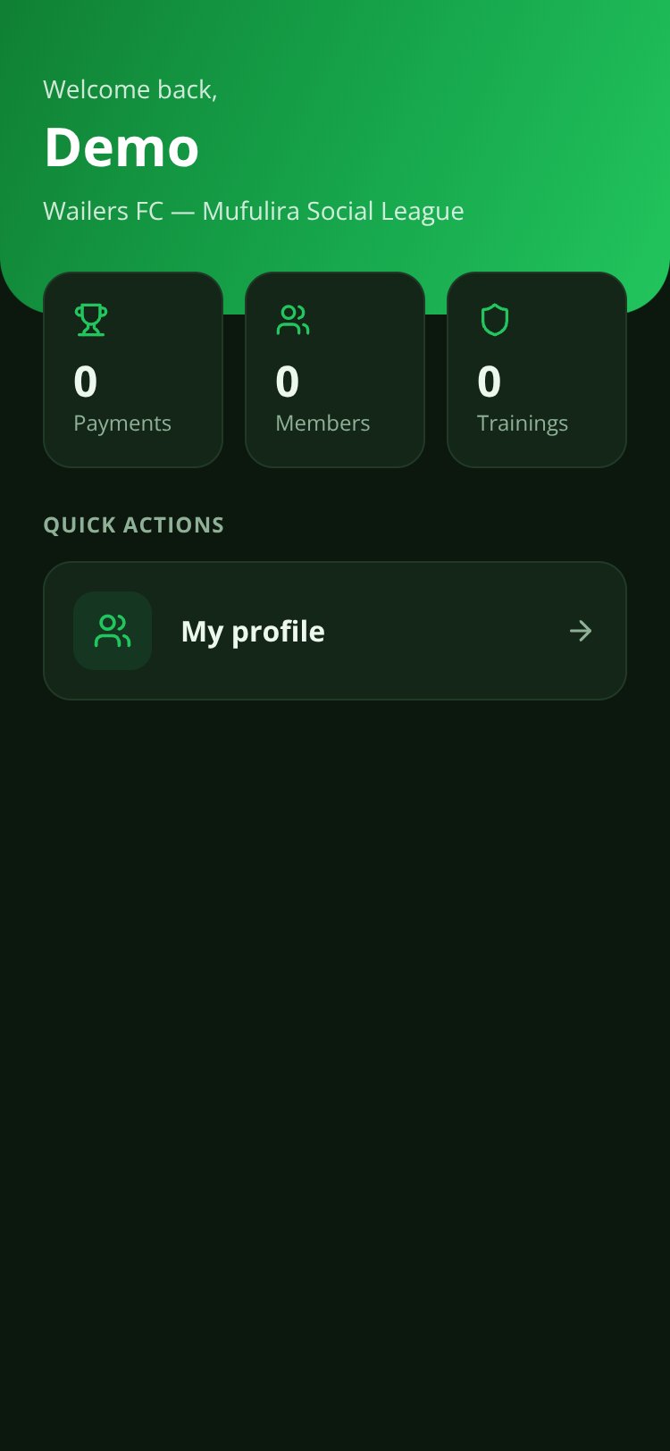 Wailers FC screen 2