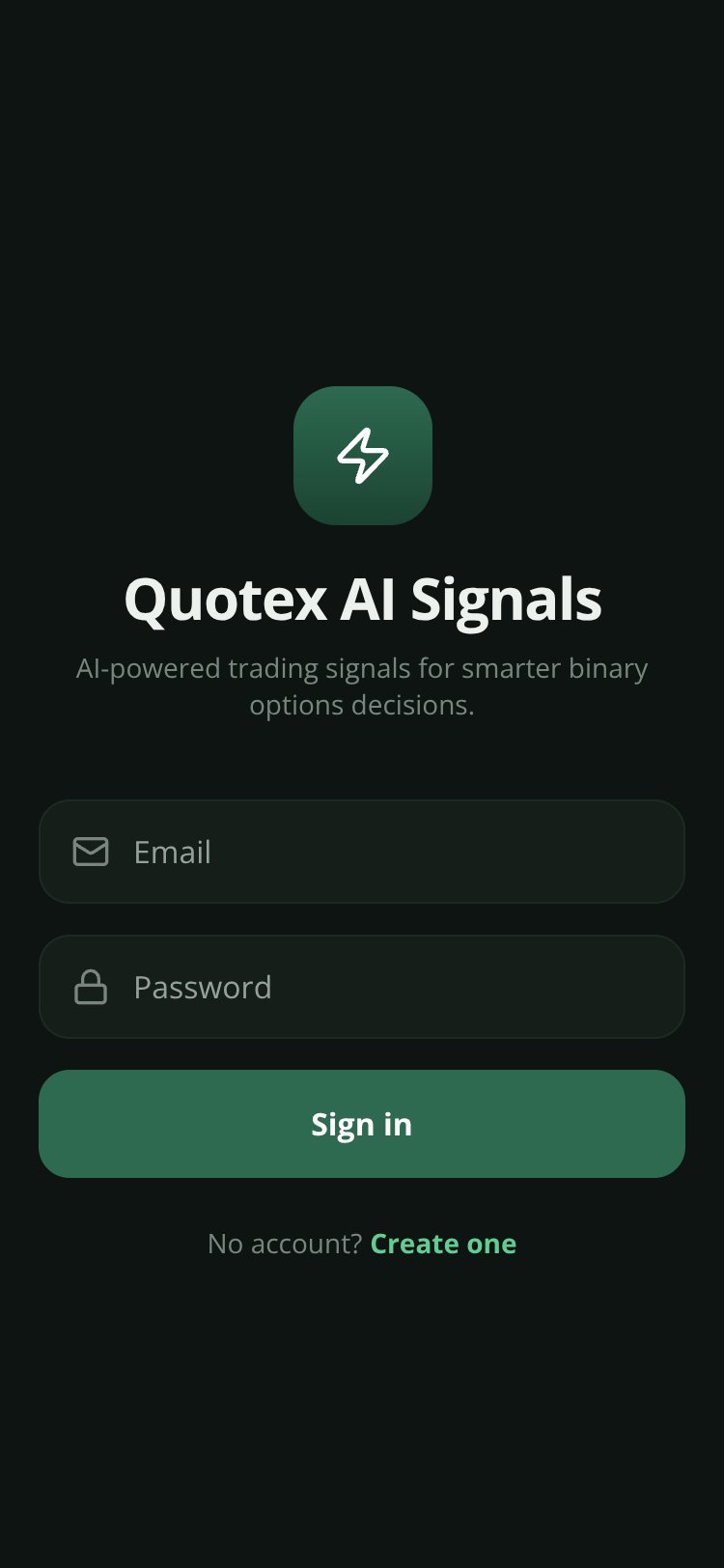 Quotex AI Signals Copy screen 1