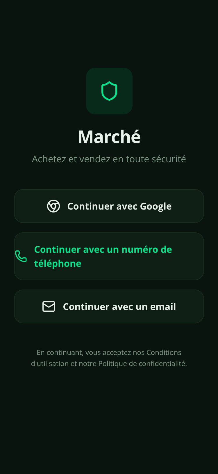 Marché screen 1