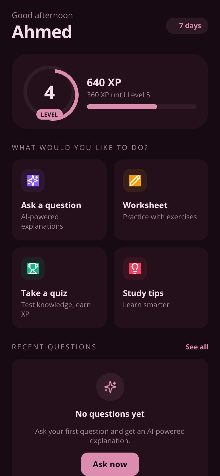 LearnUp screen 1