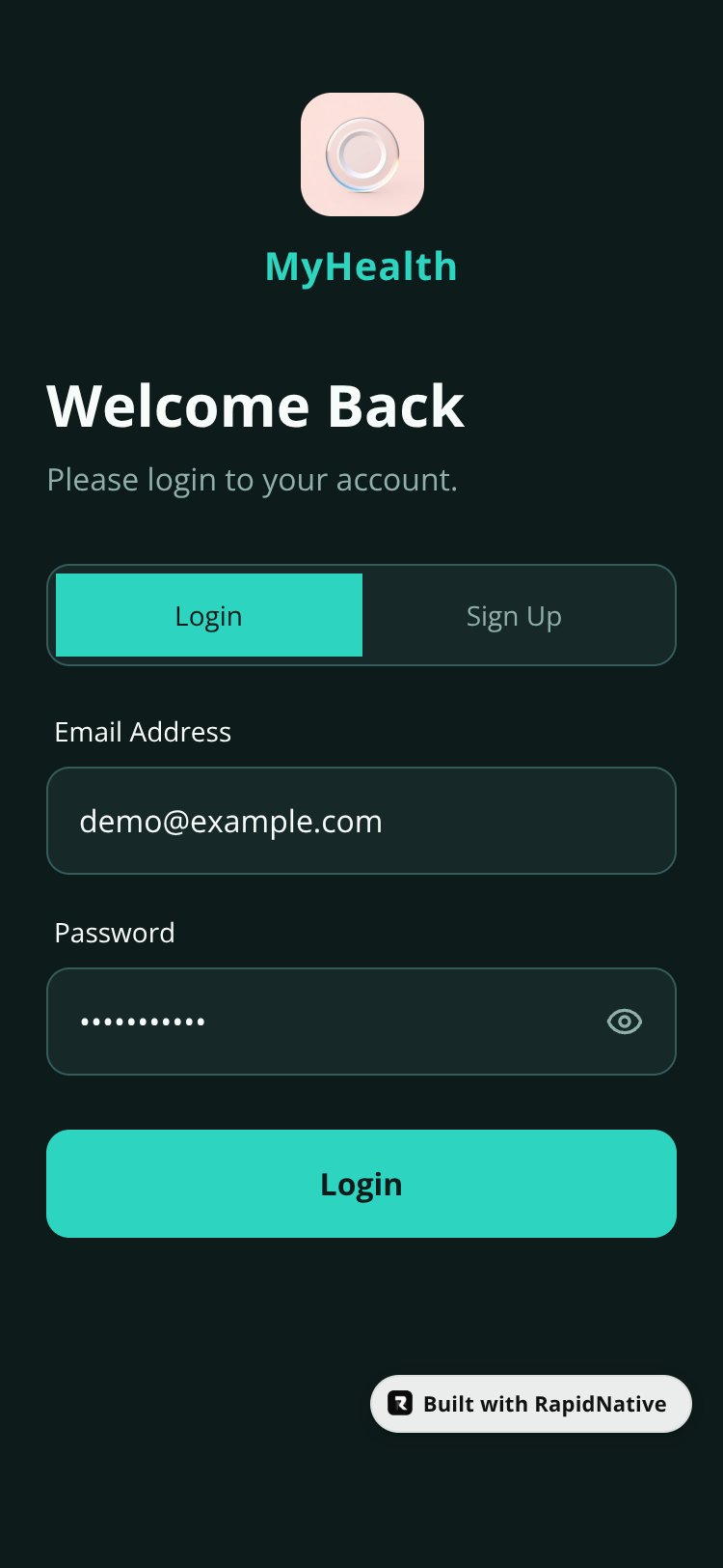 MyHealth screen 1