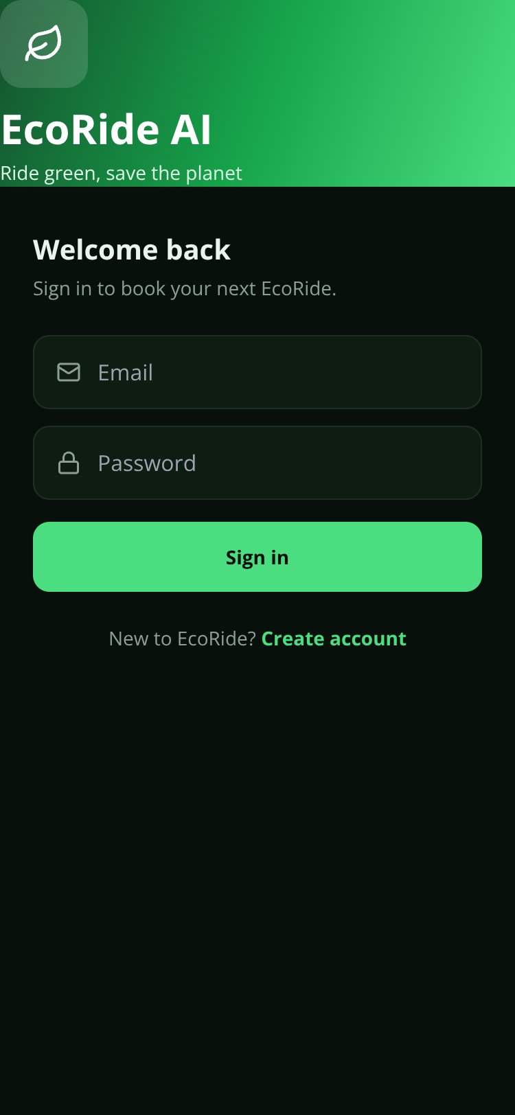 EcoRide AI screen 1