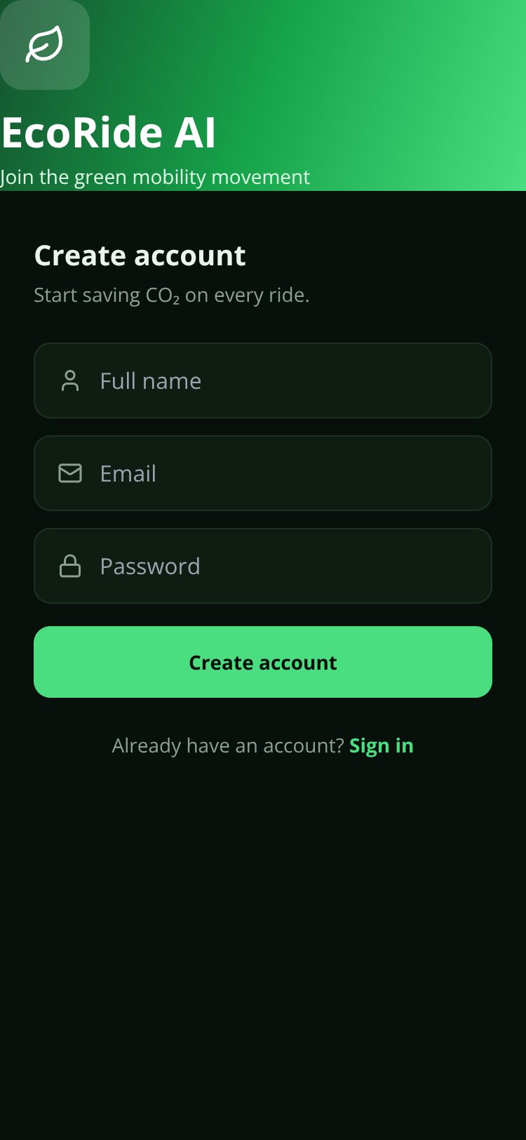 EcoRide AI screen 2