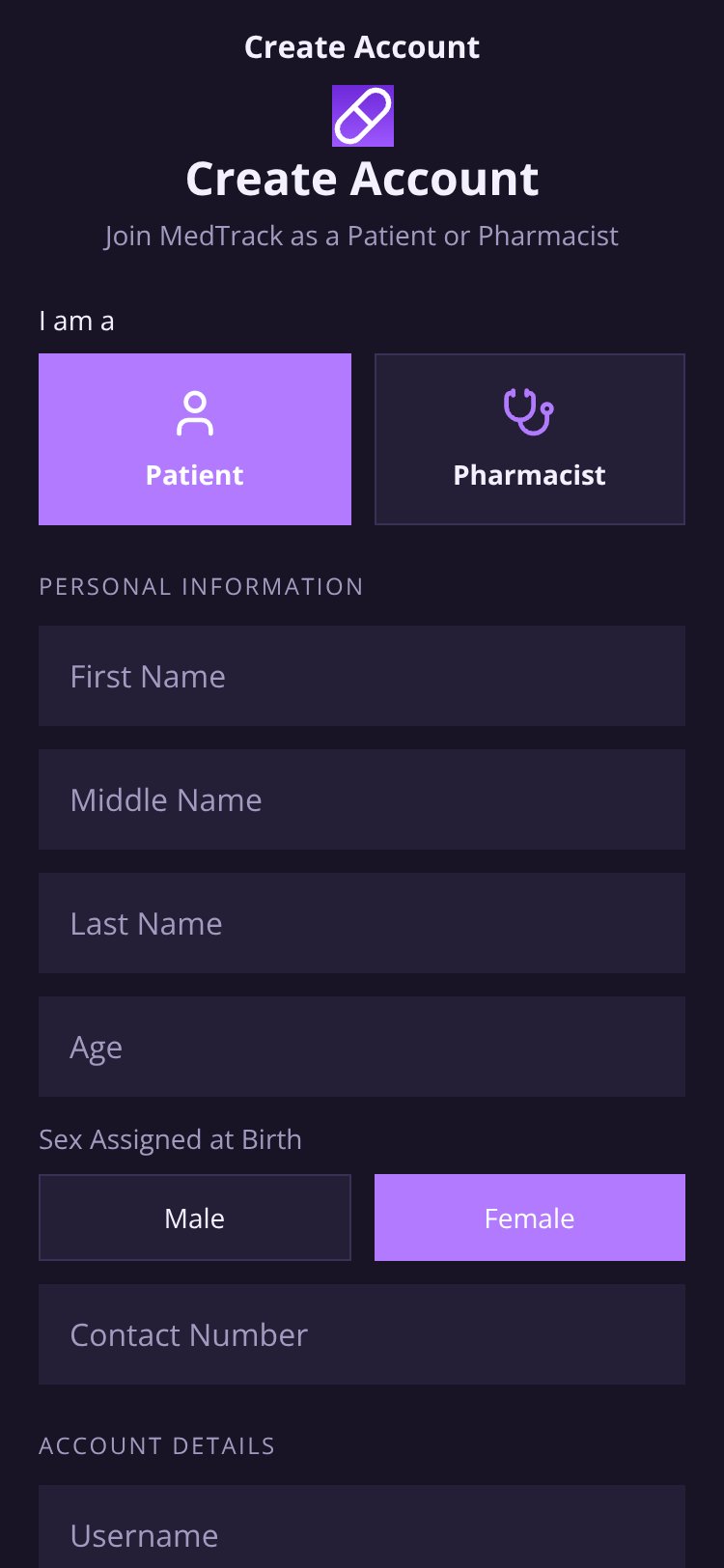 MedTrack screen 2